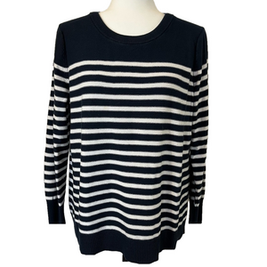 Banana Republic Factory Breton Stripe Rear Ribbon Tie Sweater M Coastal Preppy